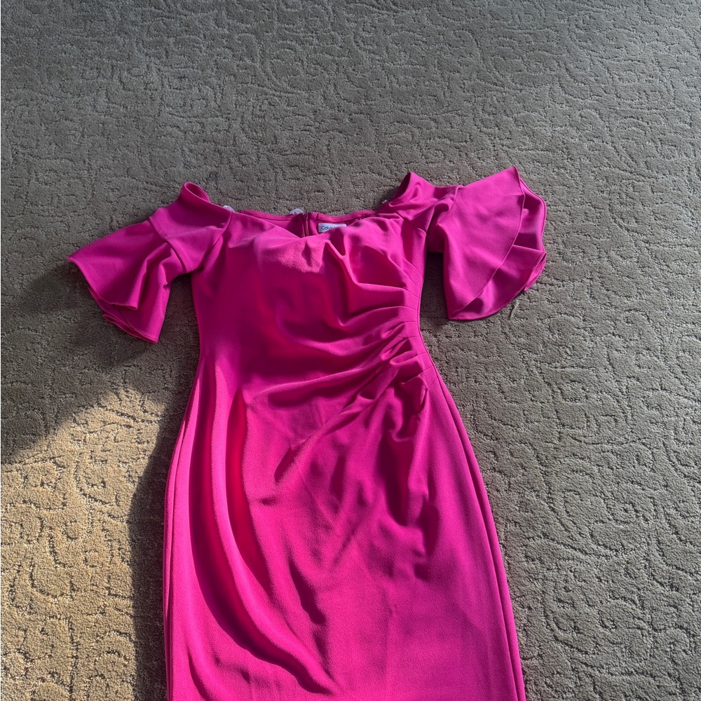 Calvin Klein Magenta Off-Shoulder above the knee Dress.  Very comfortable.